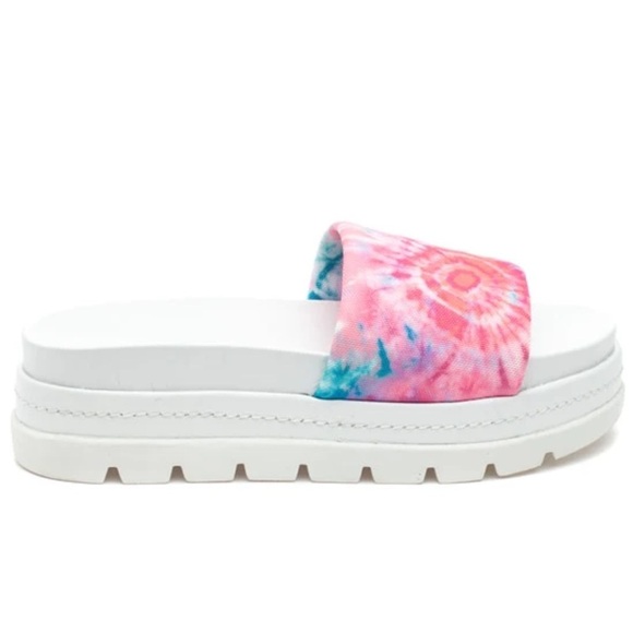 J Slides Shoes - JSLIDES BRIT TIE DYE PINK PLATFORM SLIP ON SLIDES SIZE 8.5 RETAIL $206.
